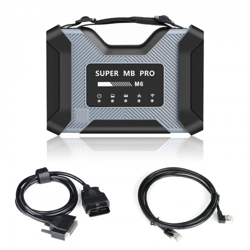 SUPER MB PRO M6 DOIP Wireless Star Diagnosis Tool for Mercedes Benz Support Car Truck Bus MPV with LAN & OBD2 Cable