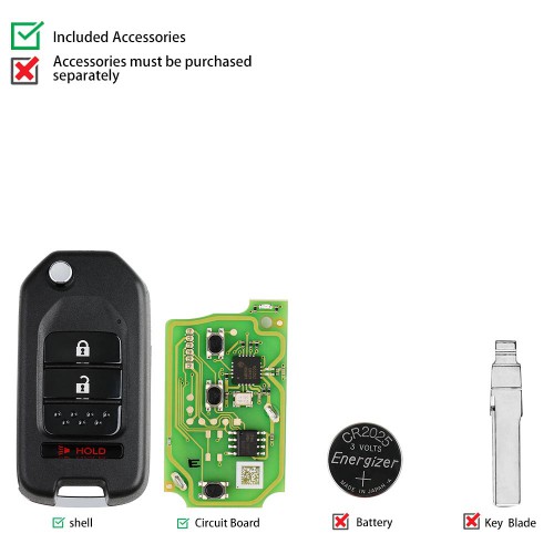 Xhorse XKHO02EN Universal Remote Key Fob 2+1 Button for Honda Type for VVDI Key Tool