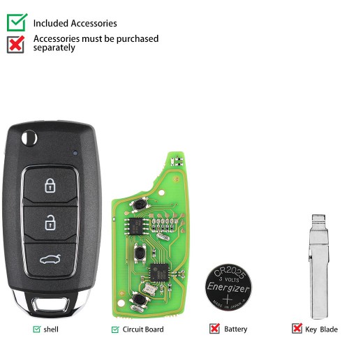 5pcs XHORSE XKHY05EN Wired Universal Remote Key Fob 3 Button for Hyundai