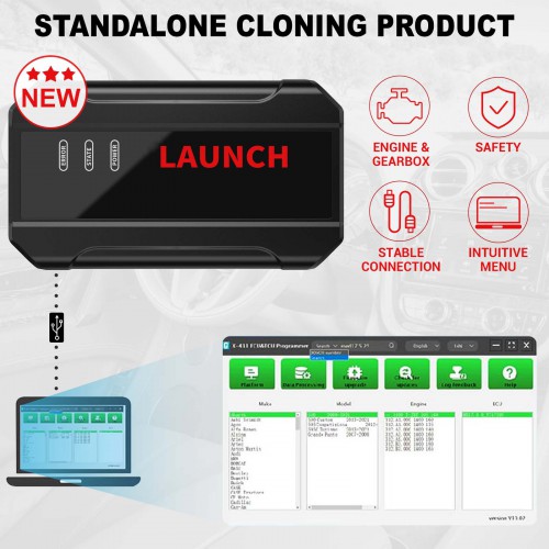 2024 LAUNCH X431 ECU & TCU Programmer for ECU TCU Read and Write Standalone Cloning PC Version Supports Checksum Correction IMMO Off