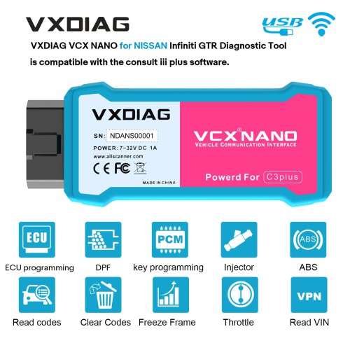 VXDIAG VCX NANO for NISSAN Infiniti GTR Diagnostic Tool WiFi Version With Consult V226 Software
