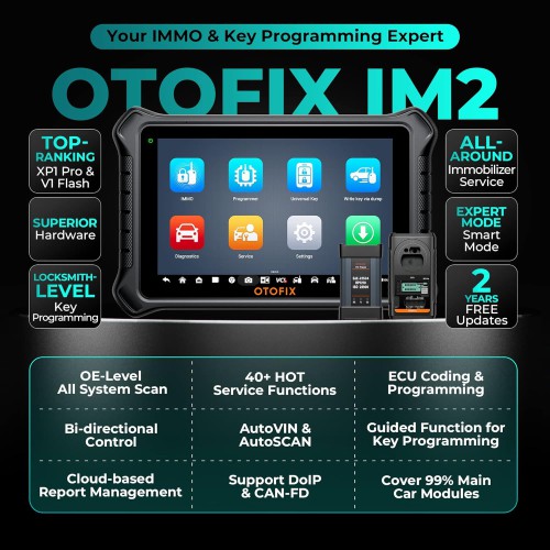 2024 OTOFIX IM2 Key Programming Tool XP1 PRO Programmer, IMMO Diagnostic Scan Tool, ECU Coding & Programming, 40+ Services, Active Test, FCA AutoAuth