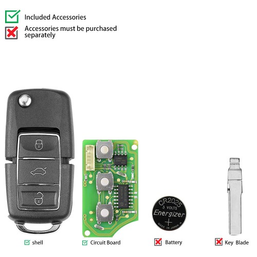 5pcs Xhorse XKB506EN Wire Remote Key 3 Buttons for VVDI VVDI2  Key Tool