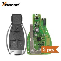 5pcs Xhorse VVDI BE Key Pro MB Key with Mercedes Benz Smart Key Shell 3 Button with Logo Complete Key Package Get 5 Free Tokens for VVDI MB