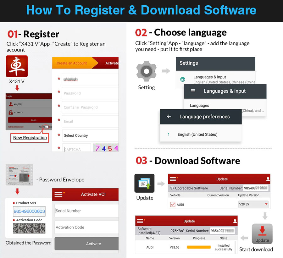 x431 v Register and Software Download