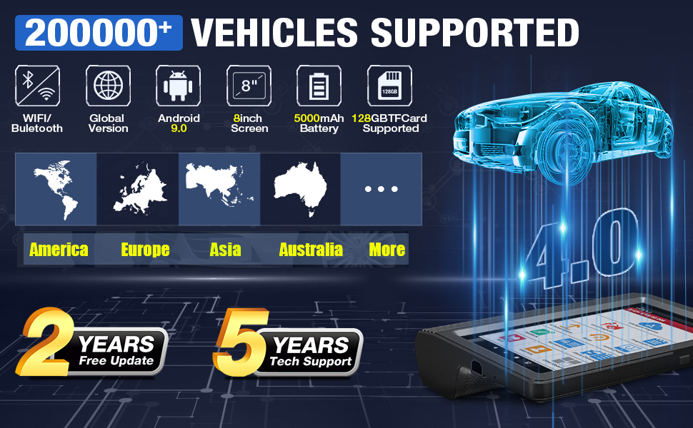 Launch X431 V Supports up to 200000+ car models