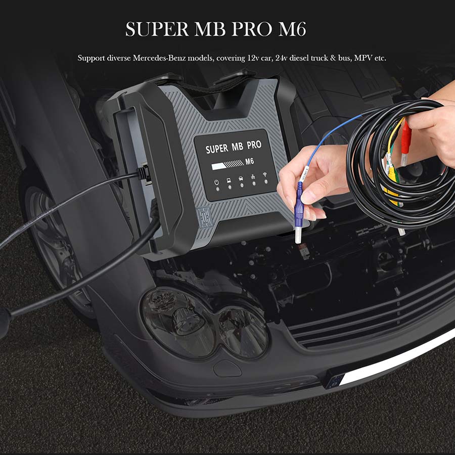 super mb pro m6 support Mercedes-Benz 12v car, 24v diesel truck & bus, MPV