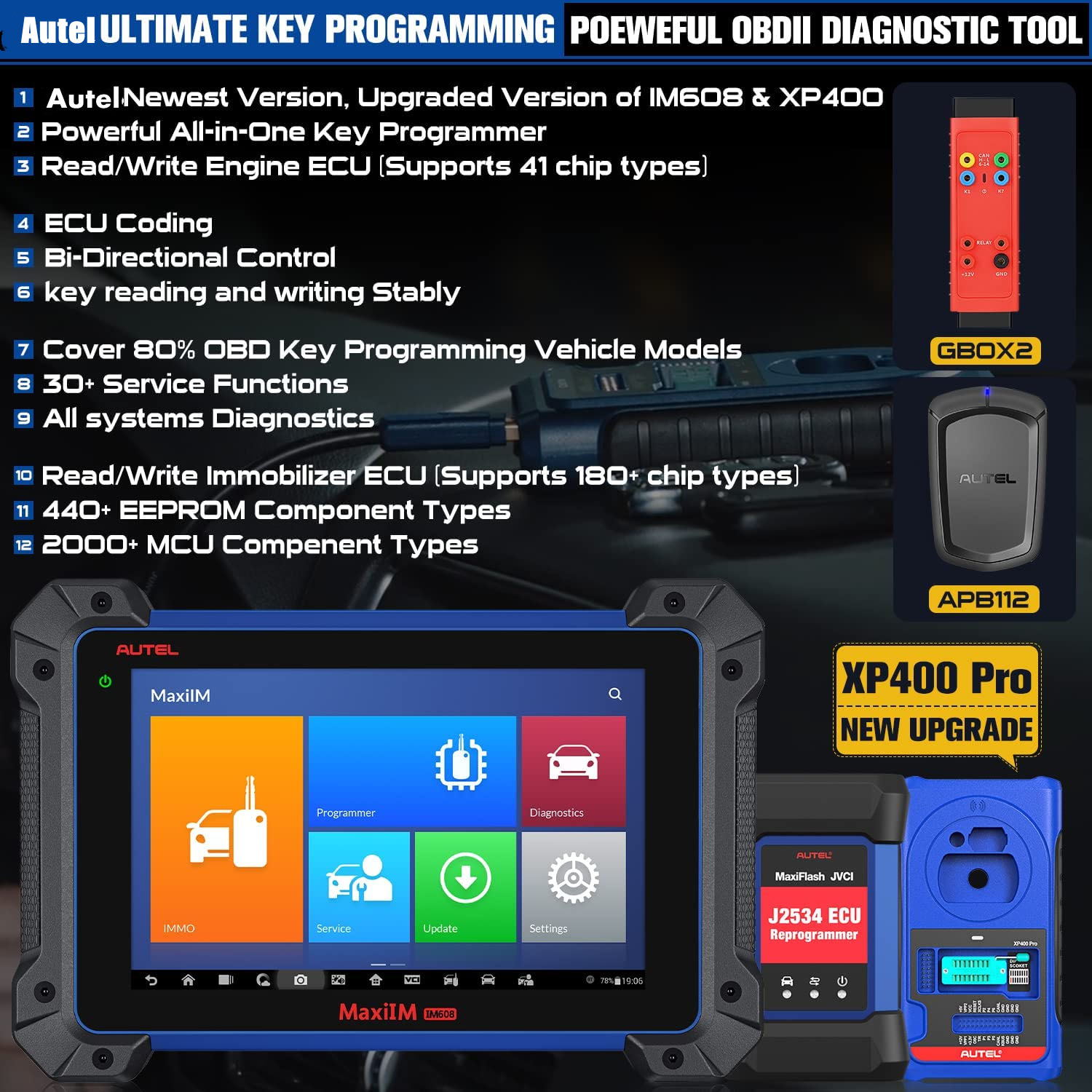 Autel IM608PRO With IMKPA Accessories Kit, G-Box2 and APB112