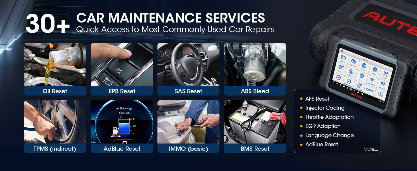 Autel MaxiPRO MP808S 30+ car maintenance services