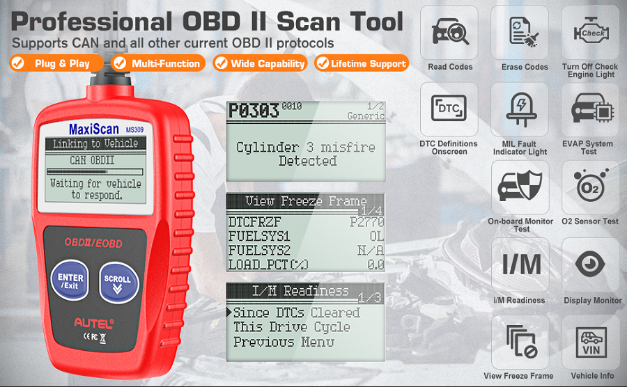 Autel Maxiscan MS309 OBD2 Scanner-2
