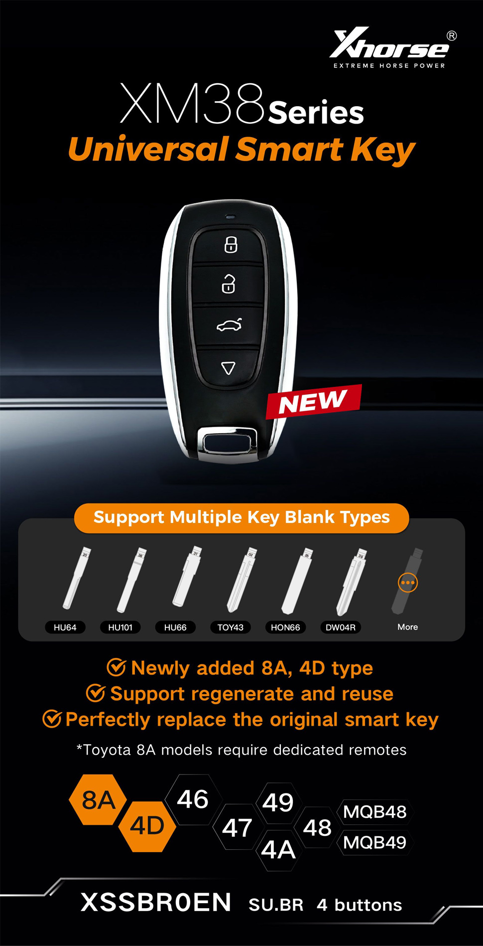 XHORSE Subaru 4 Buttons smart key