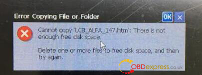 digimaster 3 no enough free disk space