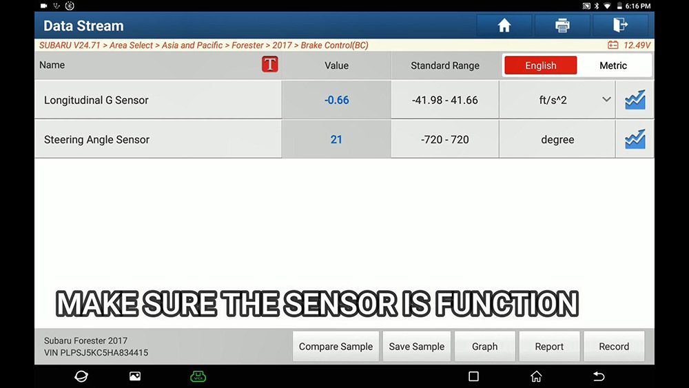 Launch X431 User Guide: steering angle sensor (G sensor) calibration