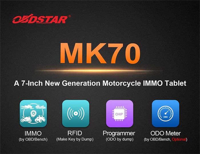 OBDSTAR MK70 main function and vehicle coverage at a glance