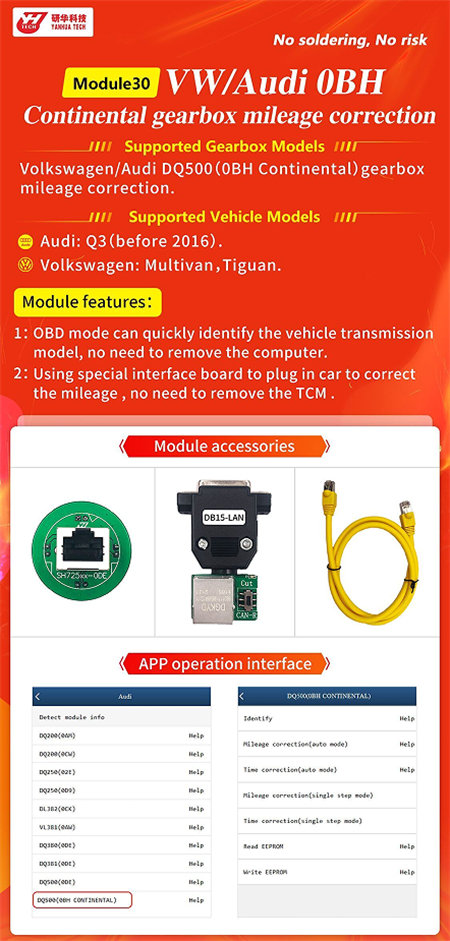 Yanhua Mini ACDP VW/AUDI Mileage Correction Guide: DQ500 (0BH Continental)  Gearbox