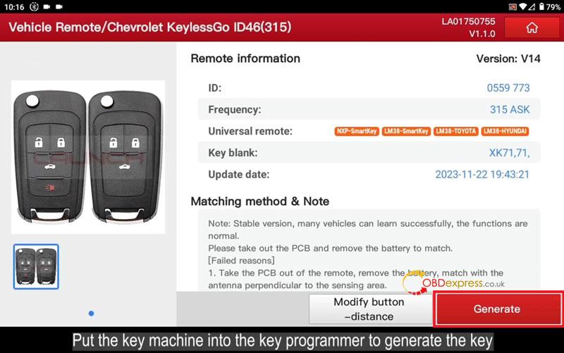 Launch X431 IMMO Plus add keys for 2018 Chevrolet Cruze